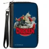 PU Zip Around Wallet Rectangle - ROBOT CHICKEN Title Logo and Group Pose Blue