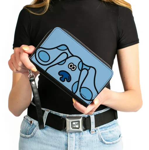 PU Zip Around Wallet Rectangle - Blue's Clues Blue Face Blues