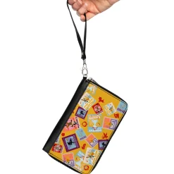 PU Zip Around Wallet Rectangle - The Wizard of Oz Characters Scenes and Icons Collage Yellow