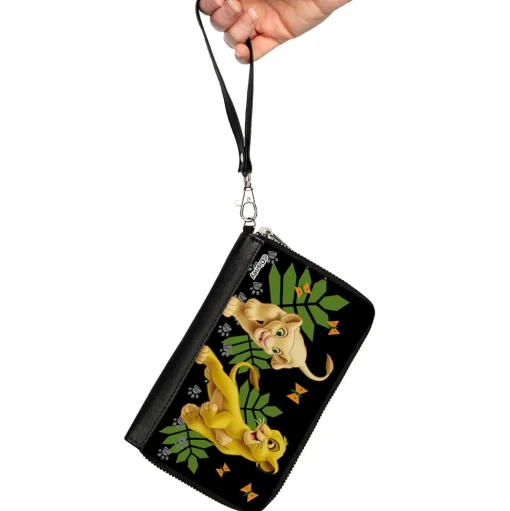 PU Zip Around Wallet Rectangle - The Lion King Young Simba & Nala Playing Pose