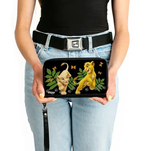 PU Zip Around Wallet Rectangle - The Lion King Young Simba & Nala Playing Pose