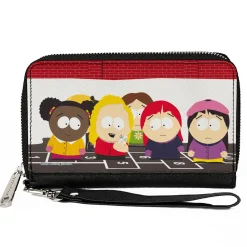 PU Zip Around Wallet Rectangle - South Park Girls Deep Learning Hopscotch Group Scene