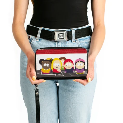 PU Zip Around Wallet Rectangle - South Park Girls Deep Learning Hopscotch Group Scene