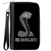 PU Zip Around Wallet Rectangle - Carroll Shelby Super Snake CS SHELBY Racing Logo Black/White
