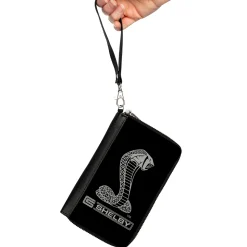 PU Zip Around Wallet Rectangle - Carroll Shelby Super Snake CS SHELBY Racing Logo Black/White