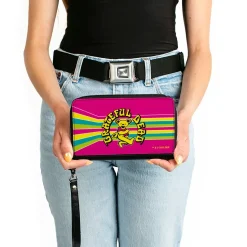 PU Zip Around Wallet Rectangle - GRATEFUL DEAD Dancing Bear Icon Stripe Pink/Multi Color/Black
