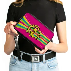 PU Zip Around Wallet Rectangle - GRATEFUL DEAD Dancing Bear Icon Stripe Pink/Multi Color/Black