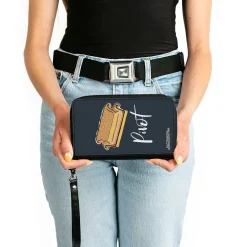 PU Zip Around Wallet Rectangle - Friends Couch PIVOT Gray/White