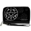 PU Zip Around Wallet Rectangle - Supernatural Devil's Trap Symbol Scattered Black/Gray/White