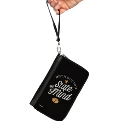 PU Zip Around Wallet Rectangle - Yellowstone BETH DUTTON STATE OF MIND Black/White/Tan