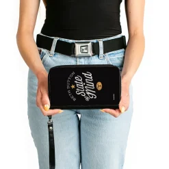 PU Zip Around Wallet Rectangle - Yellowstone BETH DUTTON STATE OF MIND Black/White/Tan