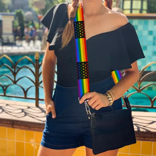 Purse Strap - Flag American Pride Rainbow Black