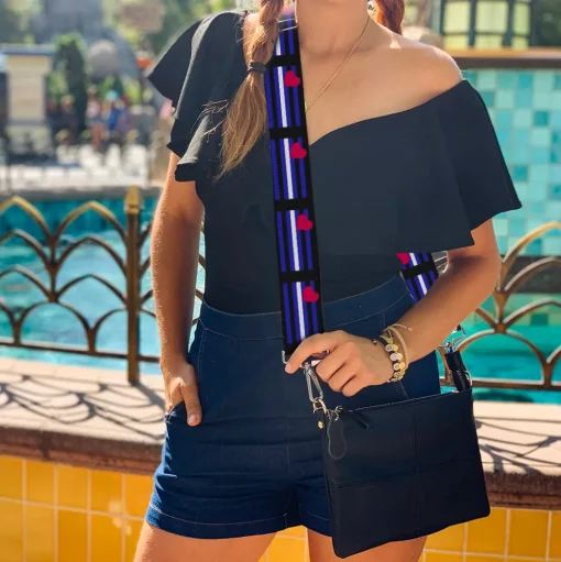 Purse Strap - Flag Leather Black Blue Red White