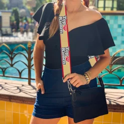 Purse Strap - NISSIN TOP RAMEN Noodle Wave Stripe Orange/White/Yellow