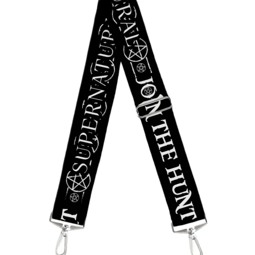 Purse Strap - SUPERNATURAL JOIN THE HUNT Icons Logo Pentagrams Black White