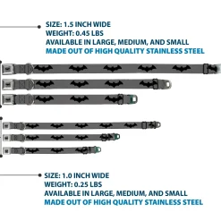 Retro Bat Logo Full Color Gray/Black Seatbelt Buckle Collar - Retro Bat Logo Gray/Black