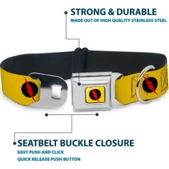 Reverse Flash Logo Full Color Golden Yellow Black Red Seatbelt Buckle Collar - Reverse Flash Logo Golden Yellow/Black/Red