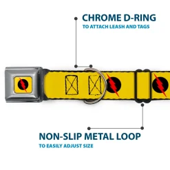 Reverse Flash Logo Full Color Golden Yellow Black Red Seatbelt Buckle Collar - Reverse Flash Logo Golden Yellow/Black/Red