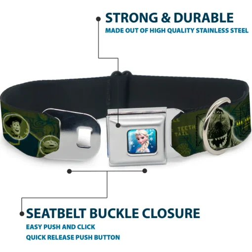 Rex Silhouette Full Colot Black Blue Green Seatbelt Buckle Collar - Buzz Poses/Stars LIKE A BUZZ