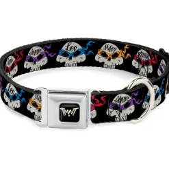 Road Rebel TMNT Logo Black/Gray Seatbelt Buckle Collar - TMNT 4-Turtle Road Rebel Skulls Black