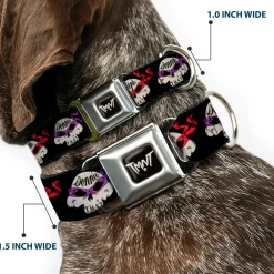 Road Rebel TMNT Logo Black/Gray Seatbelt Buckle Collar - TMNT 4-Turtle Road Rebel Skulls Black