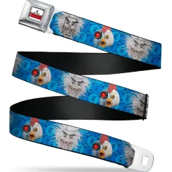 ROBOT CHICKEN Title Logo Full Color White/Black/Red Seatbelt Belt - Robot Chicken and Mad Scientist Expressions Blues Webbing