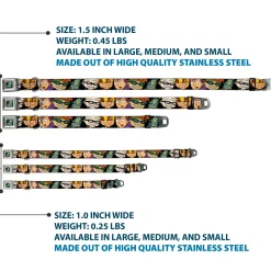 ROCKET POWER RP Logo Full Color Black/Green/Blue Seatbelt Buckle Collar - ROCKET POWER RP Logo/4-Character Faces CLOSE-UP Black/Green/Blue