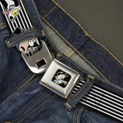 Rocko & Spunky Pose Full Color Black Seatbelt Belt - ROCKO'S MODERN LIFE Rocko & Spunky Poses/TV Stripe Black/White Webbing