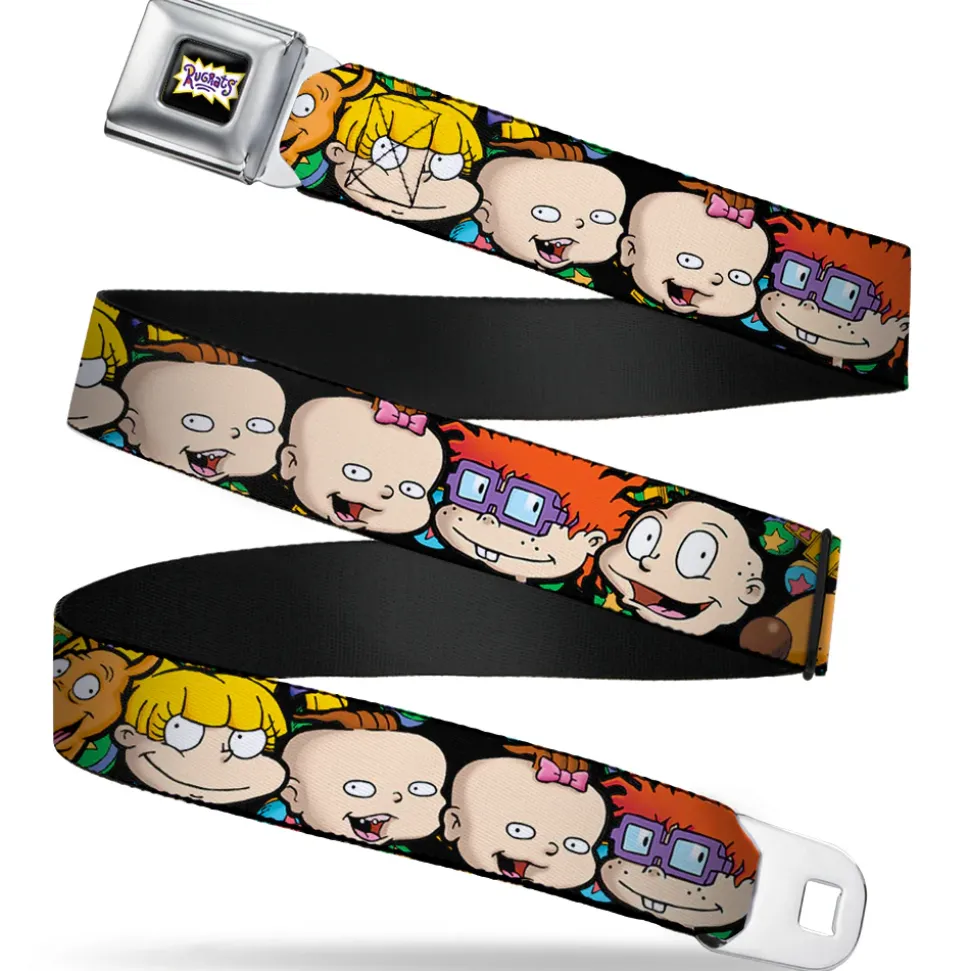 RUGRATS Logo Full Color Seatbelt Belt - Rugrats Character Faces CLOSE-UP Webbing