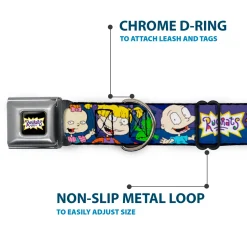 RUGRATS Logo Full Color Seatbelt Buckle Collar - RUGRATS Group Pose2 w/Reptar