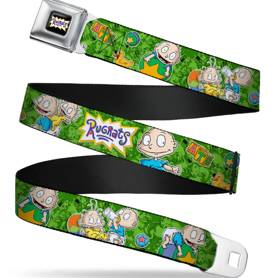 RUGRATS Logo Full Color Seatbelt Belt - RUGRATS Tommy & Dill Poses Greens Webbing