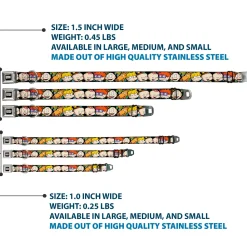 RUGRATS Logo Full Color Seatbelt Buckle Collar - Rugrats Character Faces CLOSE-UP