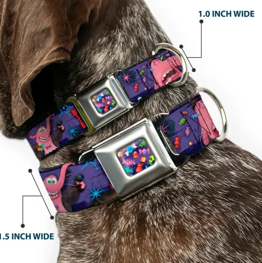 Scattered Candy Full Color Purples Seatbelt Buckle Collar - BING BONG Poses/Candy Purples/Multi Color