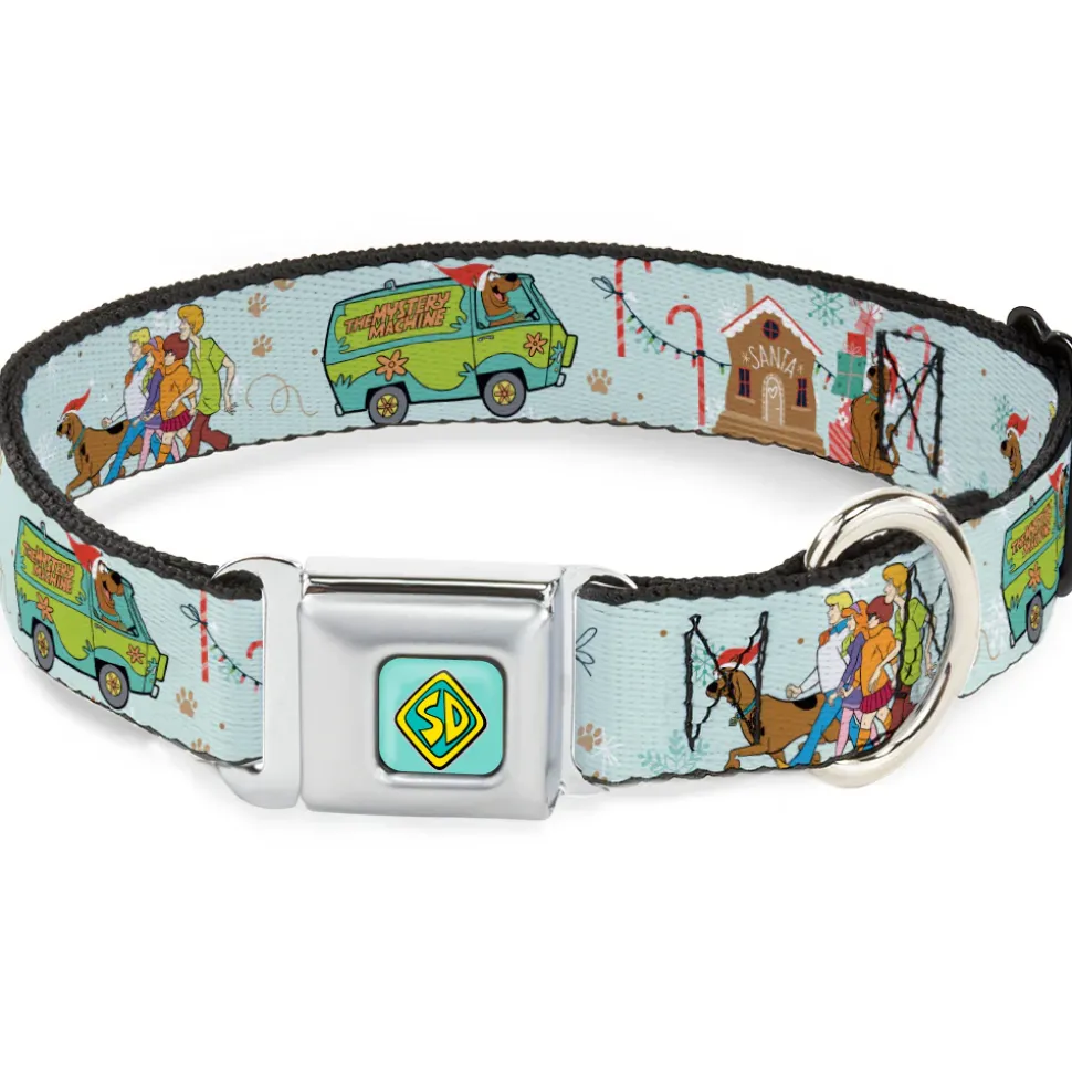 Scooby Doo SD Dog Tag Baby Blue Seatbelt Buckle Collar - Scooby Doo Holiday Scenes and Icons Baby Blue
