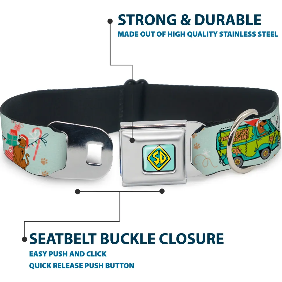Scooby Doo SD Dog Tag Baby Blue Seatbelt Buckle Collar - Scooby Doo Holiday Scenes and Icons Baby Blue