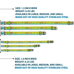 SCOOBY DOO! Text Logo Full Color Aqua/Orange Seatbelt Buckle Collar - Scooby Doo THE MYSTERY MACHINE Paint Job Green/Aqua/Orange