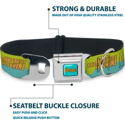 SCOOBY DOO! Text Logo Full Color Aqua/Orange Seatbelt Buckle Collar - Scooby Doo THE MYSTERY MACHINE Paint Job Green/Aqua/Orange