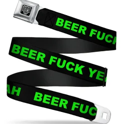 Seatbelt Belt - BEER FUCK YEAH Black/Neon Green