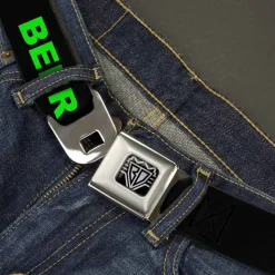 Seatbelt Belt - BEER FUCK YEAH Black/Neon Green
