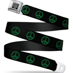 Seatbelt Belt - Marijuana Peace Repeat Black/Green
