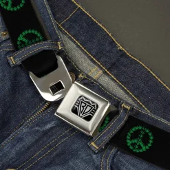 Seatbelt Belt - Marijuana Peace Repeat Black/Green