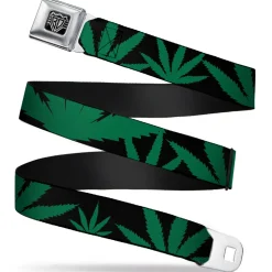 Seatbelt Belt - Marijuana Leaf Close-Up