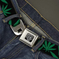 Seatbelt Belt - Marijuana Leaf Close-Up
