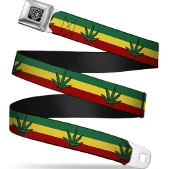 Seatbelt Belt - Marijuana Leaf Repeat Rasta
