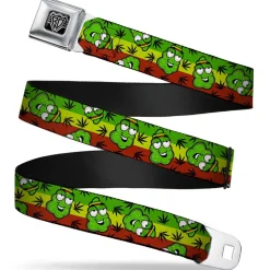 Seatbelt Belt - Marijuana Nugs/Leaves Cartoon Rasta/Black