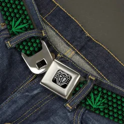 Seatbelt Belt - Marijuana Garden Black/Green