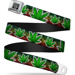 Seatbelt Belt - Marijuana Haze Rasta/White