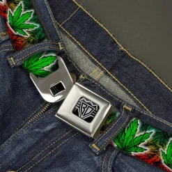 Seatbelt Belt - Marijuana Haze Rasta/White