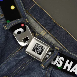 Seatbelt Belt - ONE OF US HAS NO BALLS/Balls Black/Multi Color/White
