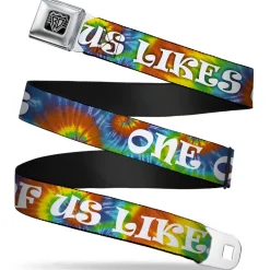 Seatbelt Belt - ONE OF US LIKES GRASS/Tie Dye Multi Color/White